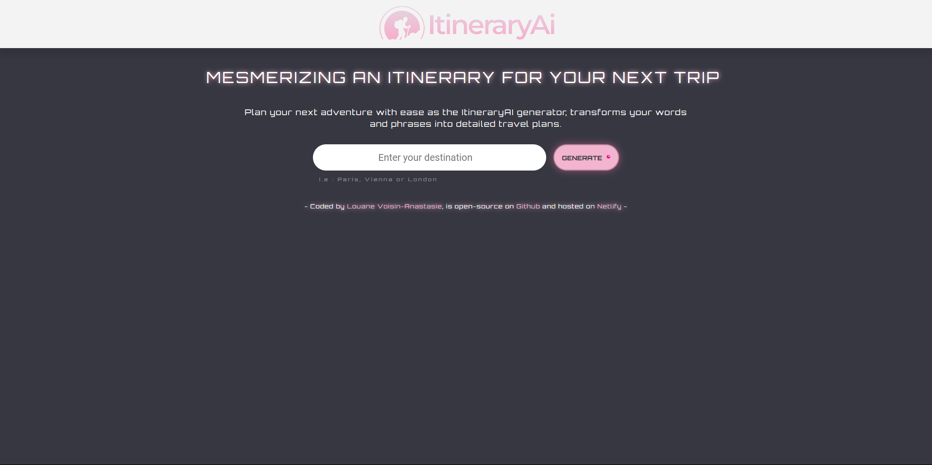 An overview of the ItineraryAI project